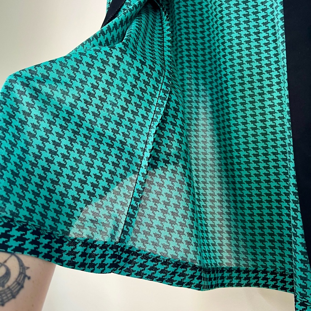 VINTAGE Chic Houndstooth Women's Jacket in Green and Black - Picture 6 of 10